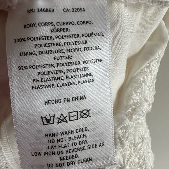 Mare Mare x Anthropologie White Lace Mod Mini Dress | 70s Puff Sleeve Retro Boho - Picture 7 of 9